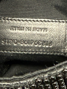 Saint Laurent Black & Silver Beaded Star Fringe Bucket Evening Bag