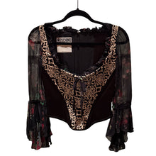 Load image into Gallery viewer, Moschino Couture Black Floral Corset With Floral Sleeves
