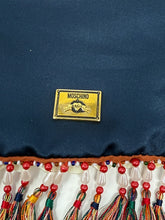 Load image into Gallery viewer, Moschino Navy Satin Beaded Button Crossbody Bag
