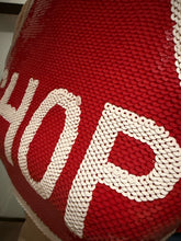 Load image into Gallery viewer, Moschino Size 10 Red &amp; White Sequined SHOP Crop Top

