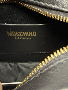 Moschino Leather Black Red SHOP Crossbody Bag Purse