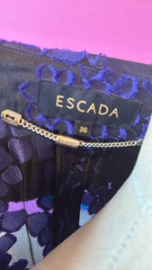 Escada Size 36 Blue & Black Evening Coat