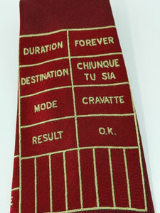 Moschino Burgundy Fax Me Baby Silk Neck Tie