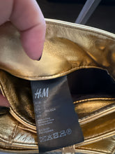 Load image into Gallery viewer, Moschino x H&amp;M Size 0 Gold Leather Moto Pants
