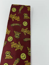 Load image into Gallery viewer, Moschino Brown, Burgundy,Yellow Silk Smiley Face Bear Neck Tie
