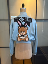 Load image into Gallery viewer, Moschino Playboy Baby Blue Bear Rabbit Bomber Jacket
