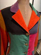 Load image into Gallery viewer, Moschino Pink Green Black Moleskin Blazer Color Block Jacket
