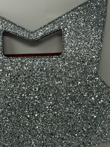 Moschino Silver Glitter Star Bag Clutch