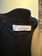 Load image into Gallery viewer, Versace Collection Size 42 Black &amp; Pink Wool &amp; Velvet Funnel Neck Coat
