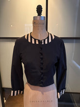 Load image into Gallery viewer, Moschino Black &amp; White Cropped Striped Cuff Jacket
