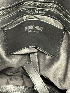 Moschino Blue Pink Black Camo Print Leather Tote Bag