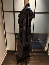 Load image into Gallery viewer, Diane von Furstenberg Size L Navy Blue Patent Leather Trenchcoat
