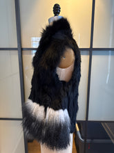 Load image into Gallery viewer, Adrienne Landau Size S Black &amp; White Fox Rabbit Lamb Fur Vest
