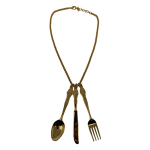 Moschino Knife Fork Spoon Utensils Pendent Necklace