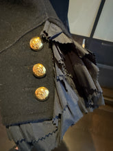 Load image into Gallery viewer, Moschino Black Wool Taffeta Ruffle Pea Coat
