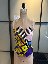Load image into Gallery viewer, Moschino Size 10 Yellow &amp; Black &amp; Purple Corset Bustier
