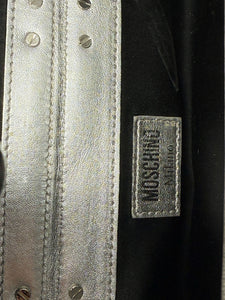 Moschino Silver Leather Lunch Box Bag