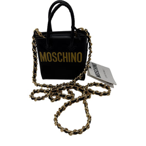 Moschino Black Leather Mini Bag Necklace