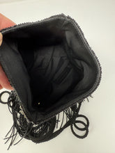 Load image into Gallery viewer, Saint Laurent Black &amp; Silver Beaded Star Fringe Bucket Evening Bag
