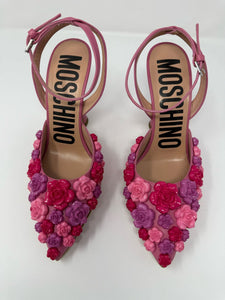 Moschino 35 Pink Sugar Flower Heels Sandals NEW