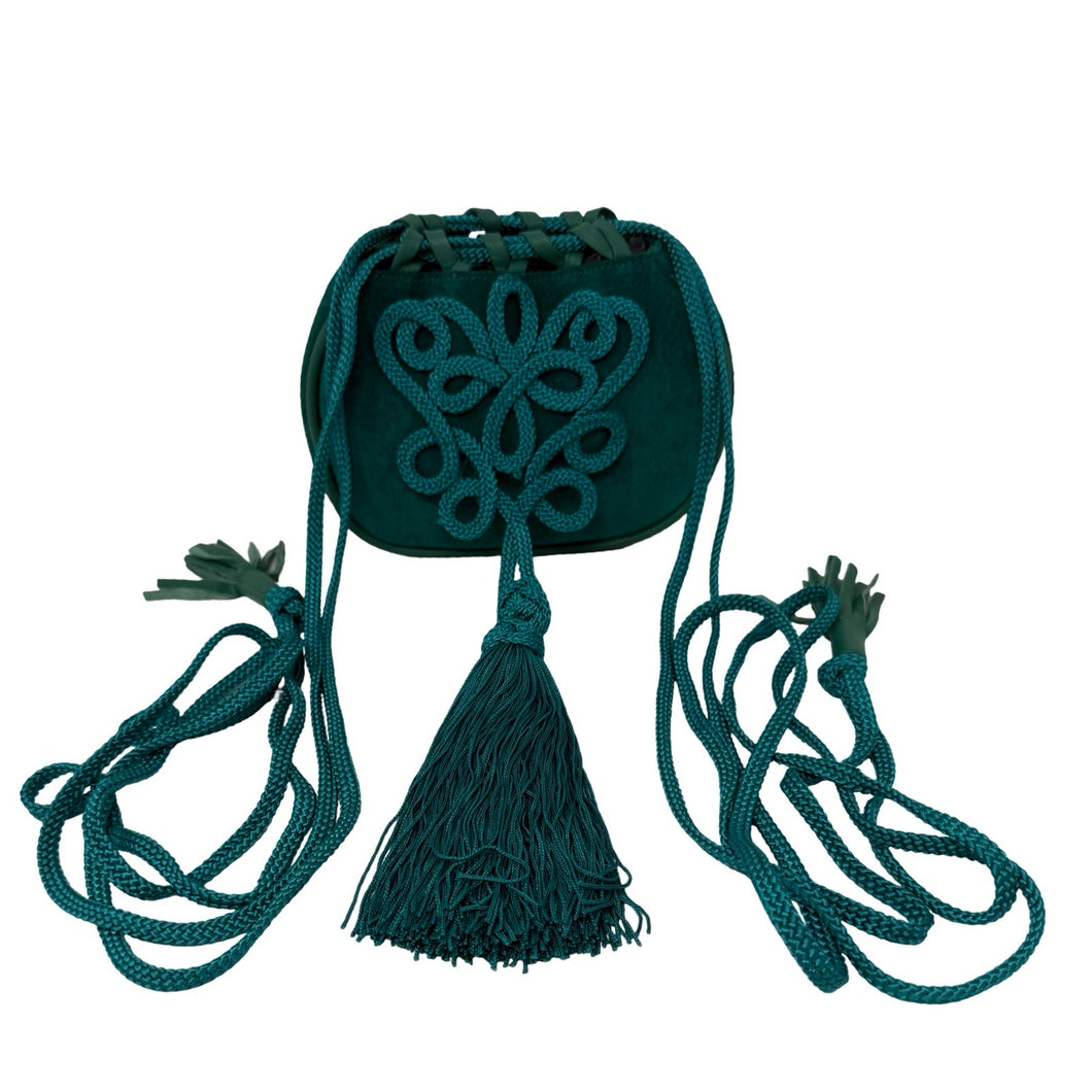 Yves Saint Laurent Green Suede Bucket Evening Bag 1980s