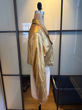 Load image into Gallery viewer, Donna Karan Gold Leather Sz 8 Cropped Bomber Biker Jacket Vintage
