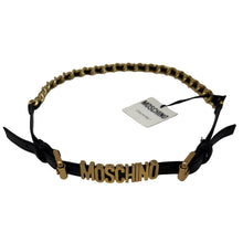 Load image into Gallery viewer, Moschino Gold Metal Chain Black Leather Belt

