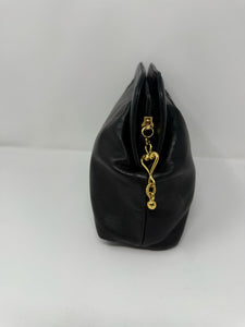 Moschino Black Leather Question Mark Clutch Bag Purse
