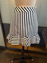 Load image into Gallery viewer, Maje Black &amp; White Striped Ruffle Hem Skirt
