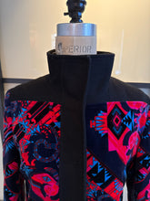 Load image into Gallery viewer, Versace Collection Size 42 Black &amp; Pink Wool &amp; Velvet Funnel Neck Coat
