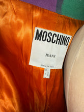 Load image into Gallery viewer, Moschino Pink Green Black Moleskin Blazer Color Block Jacket
