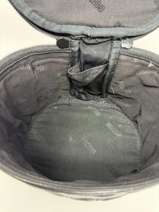 Moschino Black Leather Oval Quilted Heart Vanity Bag