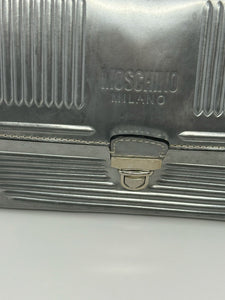 Moschino Silver Leather Lunch Box Bag