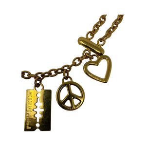 Moschino Gold Chain Charm Heart Razor Blade Timble Belt