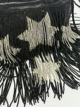 Load image into Gallery viewer, Saint Laurent Black &amp; Silver Beaded Star Fringe Bucket Evening Bag
