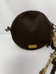 Moschino Brown Round Ribbon Bag Crossbody Purse