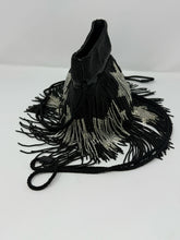 Load image into Gallery viewer, Saint Laurent Black &amp; Silver Beaded Star Fringe Bucket Evening Bag
