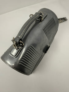Moschino Silver Leather Lunch Box Bag