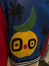 Load image into Gallery viewer, Barney's x Lisa Perry Size 4 Blue &amp; Red Leather Bomber Jacket
