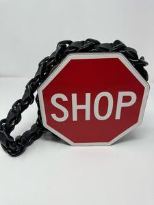 Moschino Leather Black Red SHOP Crossbody Bag Purse