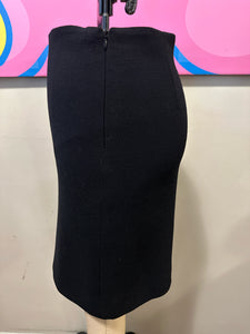 Moschino Size 4 Black Wool Crepe Straight Skirt