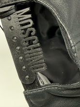 Load image into Gallery viewer, Moschino Gold Logo Black Leather Baseball Cap
