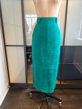 Load image into Gallery viewer, Complice Size 4 Teal Green Suede Pencil Skirt
