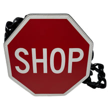 Load image into Gallery viewer, Moschino Leather Black Red SHOP Crossbody Bag Purse
