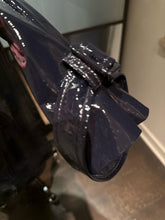 Load image into Gallery viewer, Diane von Furstenberg Size L Navy Blue Patent Leather Trenchcoat

