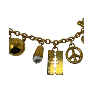 Moschino Gold Chain Charm Heart Razor Blade Timble Belt