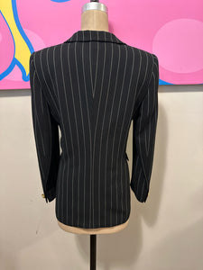 Escada Size M/ L Black & White Wool Pinstripe Blazer