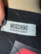 Load image into Gallery viewer, Moschino Black Wool V-Neck Tuxedo Bow Knit Sweater
