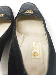 Gucci Black Fabric Suede Trim Pumps Vintage