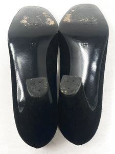 Gucci Black Fabric Suede Trim Pumps Vintage